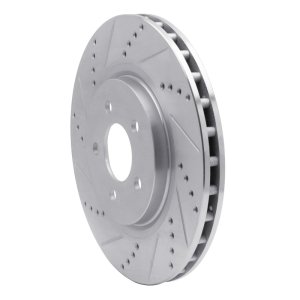 Ford Mustang Brake Rotor (1) - Front Left - R1 Concepts - Drilled & Slotted - Silver - `94-`04